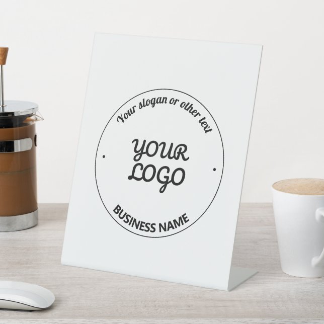 Signe De Table Votre logo avec Slogan et nom commercial modifiabl (In SItu)