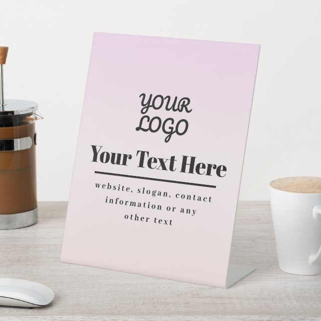 Signe De Table Votre logo et texte | Ombré rose et pêche (In SItu)