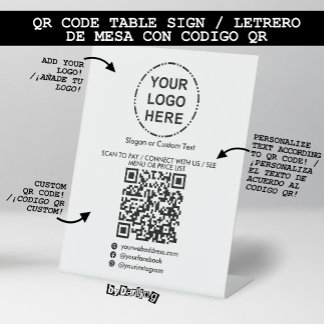 Signe De Table Votre logo minimaliste moderne QR Code