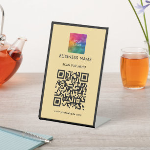 Signe De Table Votre Logo Personnalisé Numériser QR Code Black Go