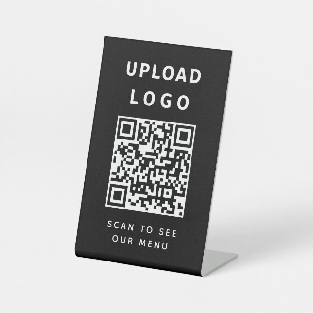 Signe De Table Votre logo professionnel QR Code sans contact Menu (Recto)