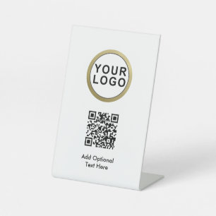Signe De Table Votre logo QR Code Professionnel Minimaliste Blanc