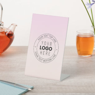 Signe De Table Votre logo téléchargé   Texte circulaire modifiabl