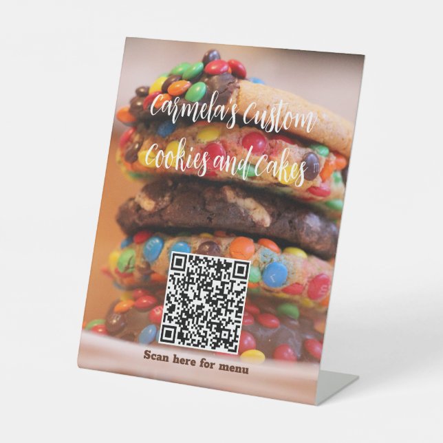 Signe De Table Votre nom d'entreprise Texte avec menu Code QR Coo (Recto)