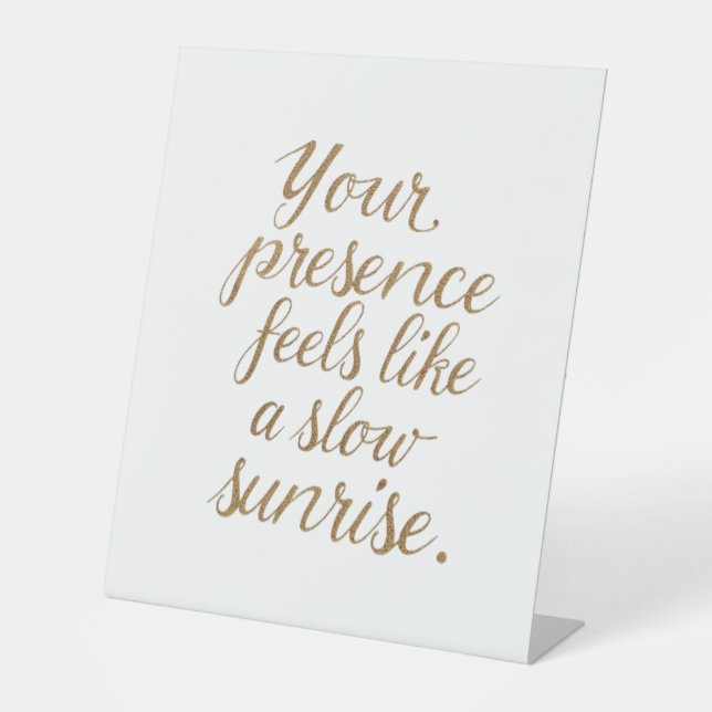 Signe De Table Votre Présence : Un Lever de Soleil Lent (Recto)