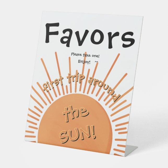 Signe De Table Voyage Autour Du Soleil 1Er Anniversaire Symbole D (Recto)