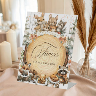 Signe De Table Voyages d'hiver Wonderland Aquarelle Animaux Faveu