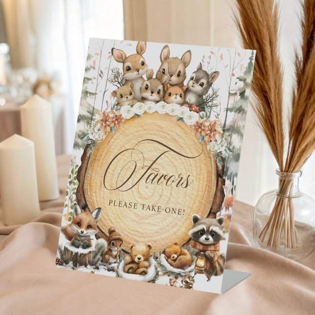 Signe De Table Voyages d'hiver Wonderland Aquarelle Animaux Faveu (Créateur téléchargé)