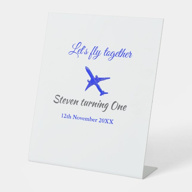 Signe De Table Voyons ensemble l'avion de premier anniversaire bl (Recto)