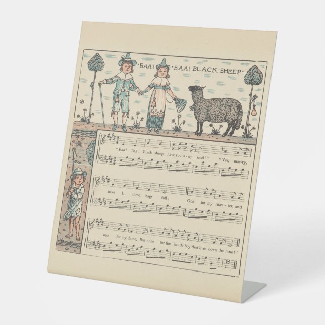 Signe De Table Walter Crane Baa Baa Mouton Noir Comptine (Recto)