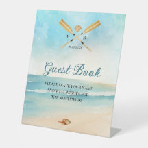 Watercolor Beach Oars Mariage Livre d'or