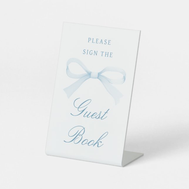 Signe De Table Watercolor Blue Bow Guest Book (Recto)