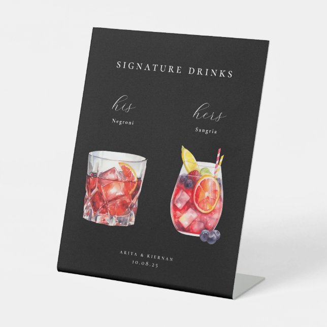 Signe De Table Watercolor Cocktails Wedding Signature Drinks (Recto)