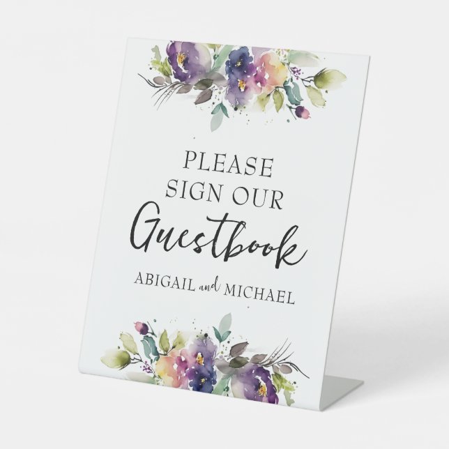 Signe De Table Watercolor Floral Guestbook (Recto)