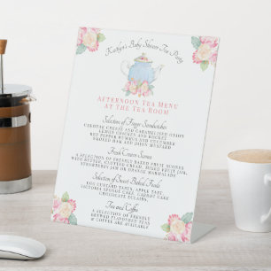 Signe De Table Watercolor Floral Tea Party   Menu Baby shower