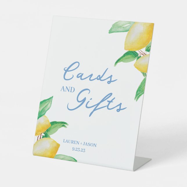 Signe De Table Watercolor Lemons Cartes de Mariage & Cadeaux (Recto)