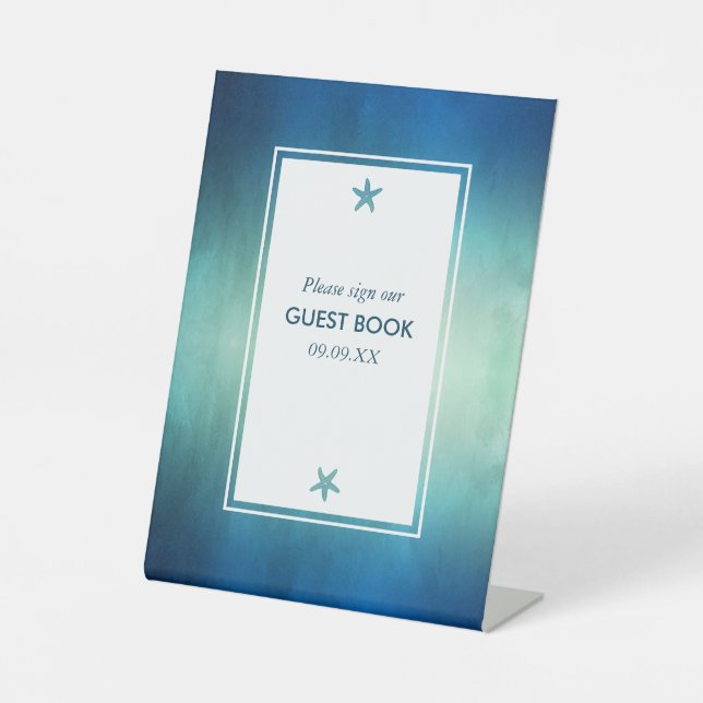 Signe De Table Watercolor Ocean Starfish Beach Wedding (Recto)