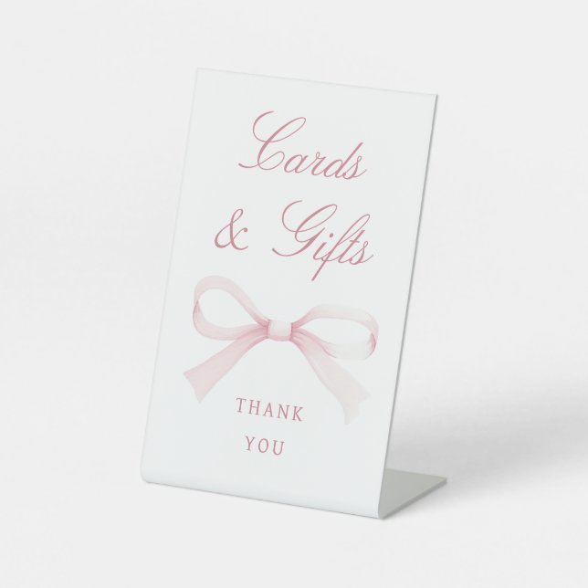 Signe De Table Watercolor Pink Bow Cards & Gifts (Recto)