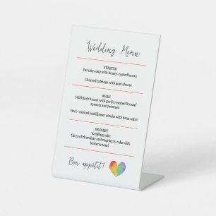 Signe De Table Watercolor Pride Heart Gay Lesbian Mariage Menu