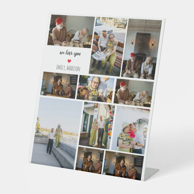 Signe De Table We Love You Custom Family Photo Collage  (Recto)