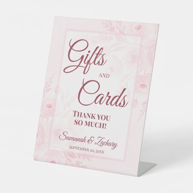 Signe De Table Wedding Gifts & Cards Thank You Blush Pink Peonies (Recto)
