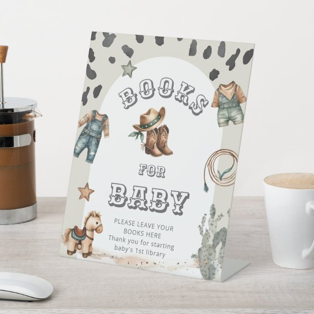 Signe De Table Western Howdy Cowboy Baby Shower Books for Baby (In SItu)