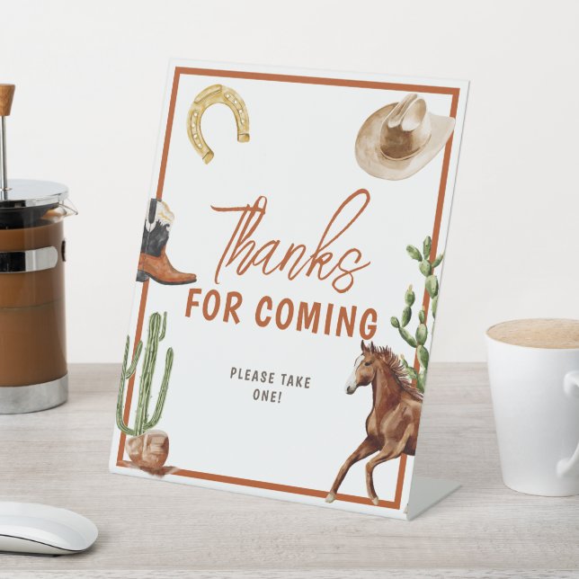Signe De Table Western Rodeo Boy remercie pour sa venue (In SItu)