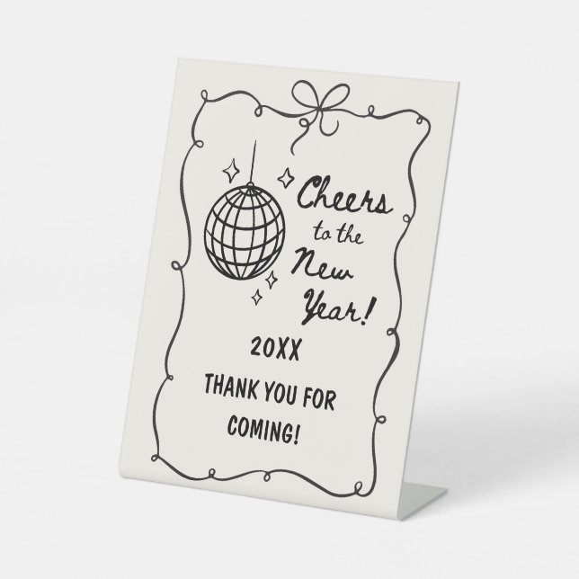 Signe De Table Whimsical Disco Ball New Year's Eve Party (Recto)