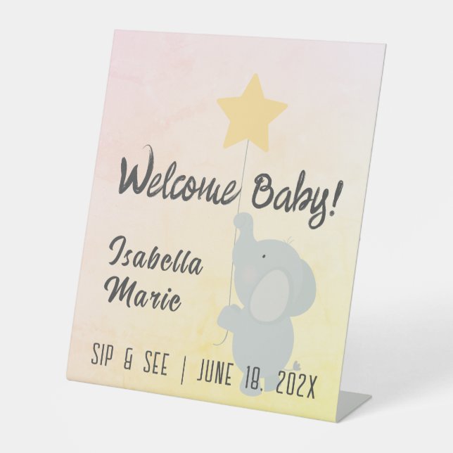 Signe De Table Whimsical Elephant Sip & Voir (Recto)