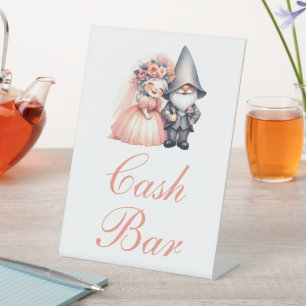 Signe De Table Whimsical Gnome Cash Bar Rustique Mariage Orange