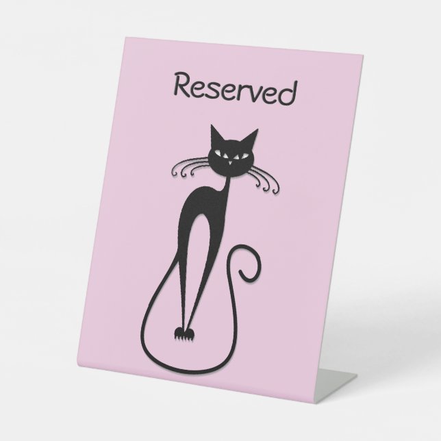 Signe De Table Whimsical Skinny Chat noir rose (Recto)