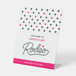 Signe De Table White Pink Welcome Last Rodeo Bachelorette Party