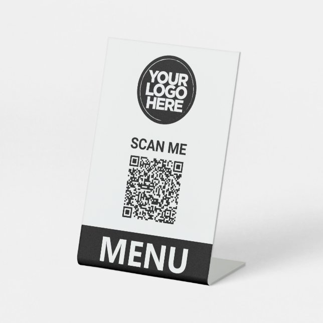 Signe De Table White Qr Code Menu | Logo Contactless Modern (Recto)