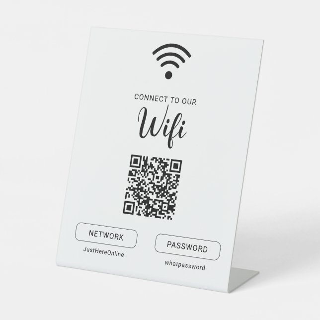Signe De Table Wifi Info Sign Connect Online Minimal Modern (Recto)