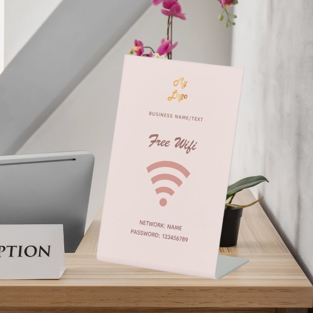 Signe De Table Wifi Internet logo affaires blush rose or (Créateur téléchargé)