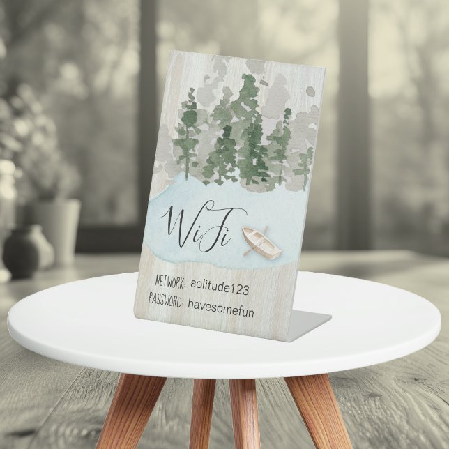 Signe De Table WiFi Internet Mot de passe Vacation Lake House Ped (WIFI internet password and network sign. Perfect for guests at your cabin vacation home rental.)