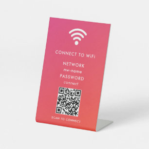Signe De Table WiFi Network Scan QR Code pour connecter Internet