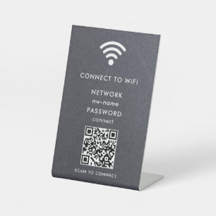 Signe De Table WiFi Network Scan QR Code pour connecter Internet