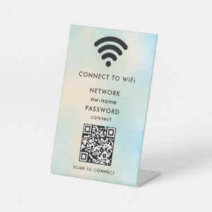 Signe De Table WiFi Network Scan QR Code pour connecter Internet