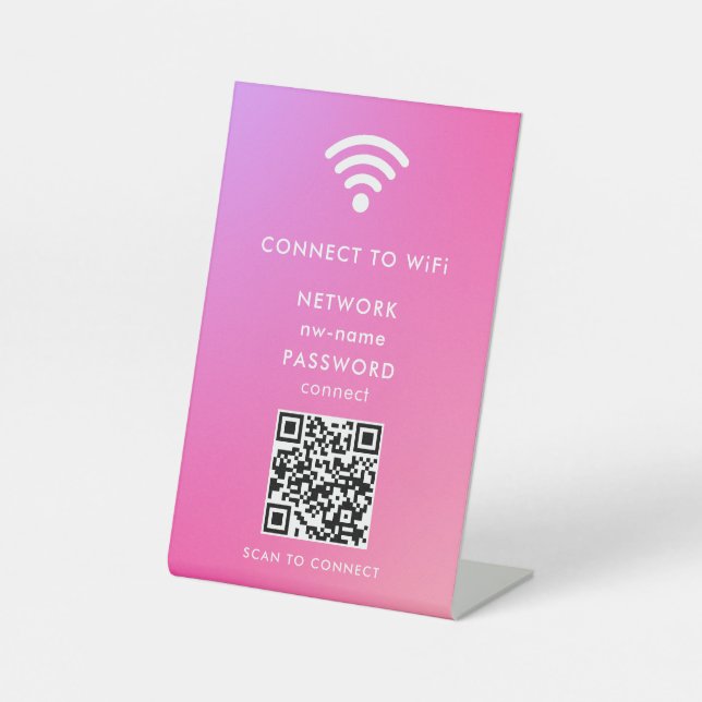 Signe De Table WiFi Network Scan QR Code pour connecter Internet (Recto)