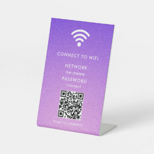 Signe De Table WiFi Network Scan QR Code pour connecter Internet