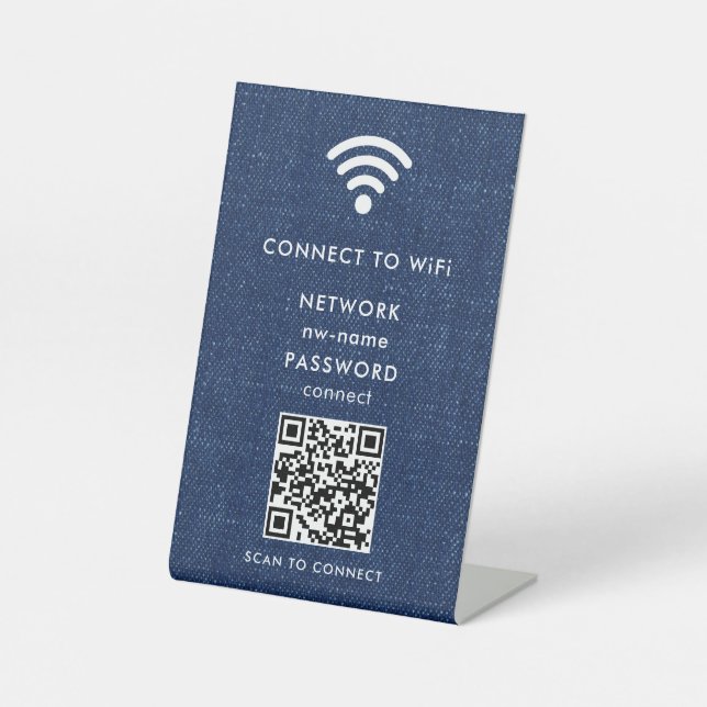 Signe De Table WiFi Network Scan QR Code pour connecter Internet (Recto)