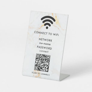Signe De Table WiFi Network Scan QR Code pour connecter Internet