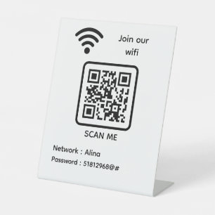 Signe De Table WiFi QR Code Scan Me Rejoignez Notre Mot De Passe 