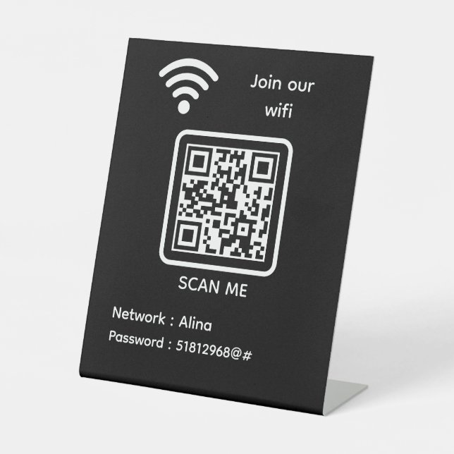 Signe De Table WiFi QR Code Scan Me Rejoignez Notre Mot De Passe  (Recto)