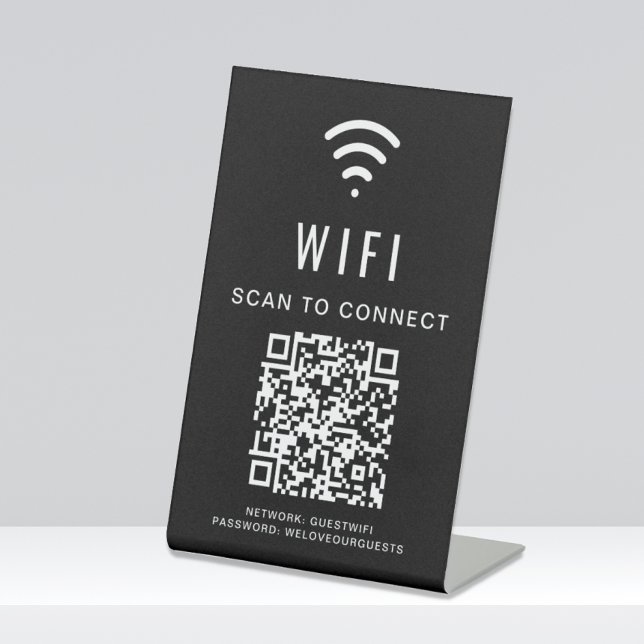Signe De Table Wifi QR Code Scan To Connect Black (Créateur téléchargé)