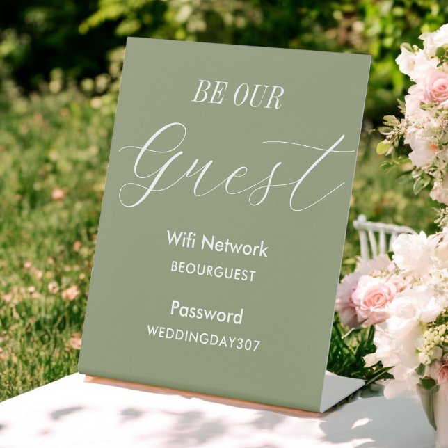 Signe De Table WiFi Sage Green Soyez notre Mariage invité (Créateur téléchargé)