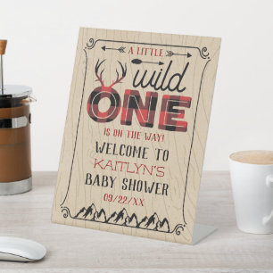 Signe De Table Wild One Boys Rustic Plaid Baby shower de bûcheron