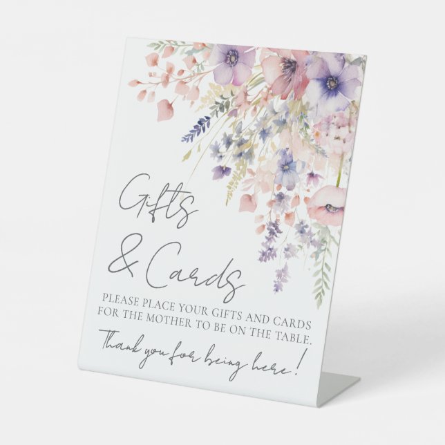 Signe De Table Wildflower Baby Shower Gifts Cards (Recto)