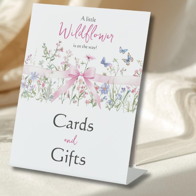 Signe De Table Wildflower Floral Pink Bow Baby Shower Favor (Créateur téléchargé)